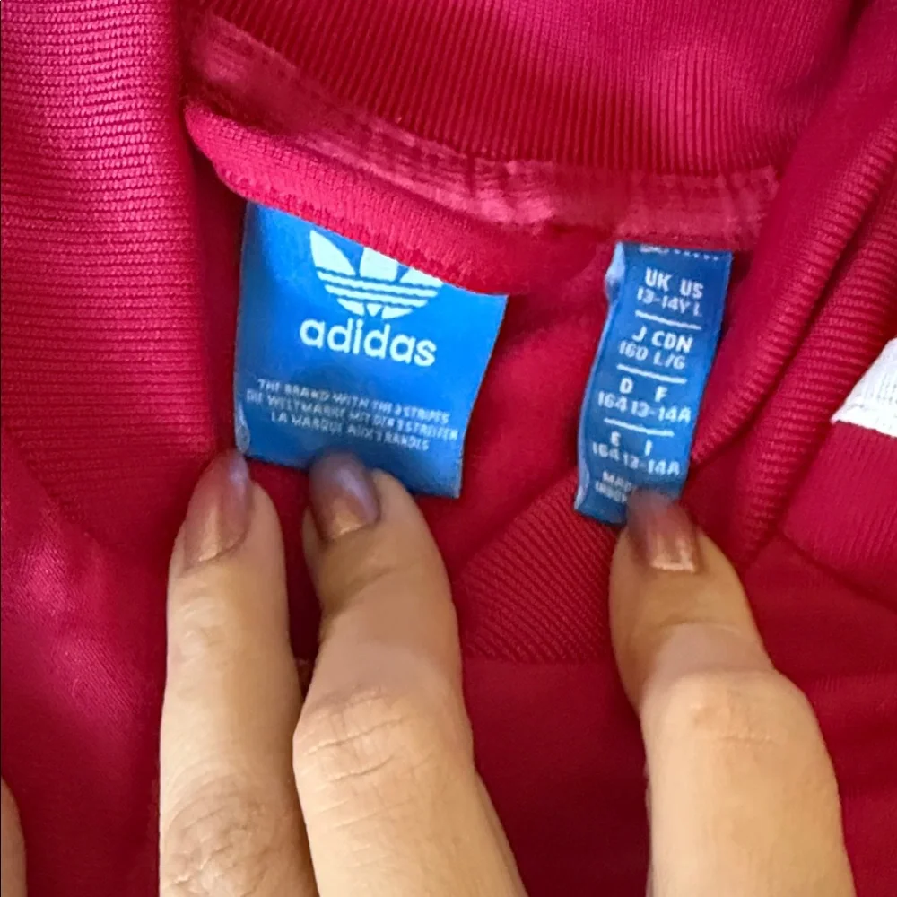 Adidas Kids Magenta Jacket with White Stripes - Picture 2 of 5